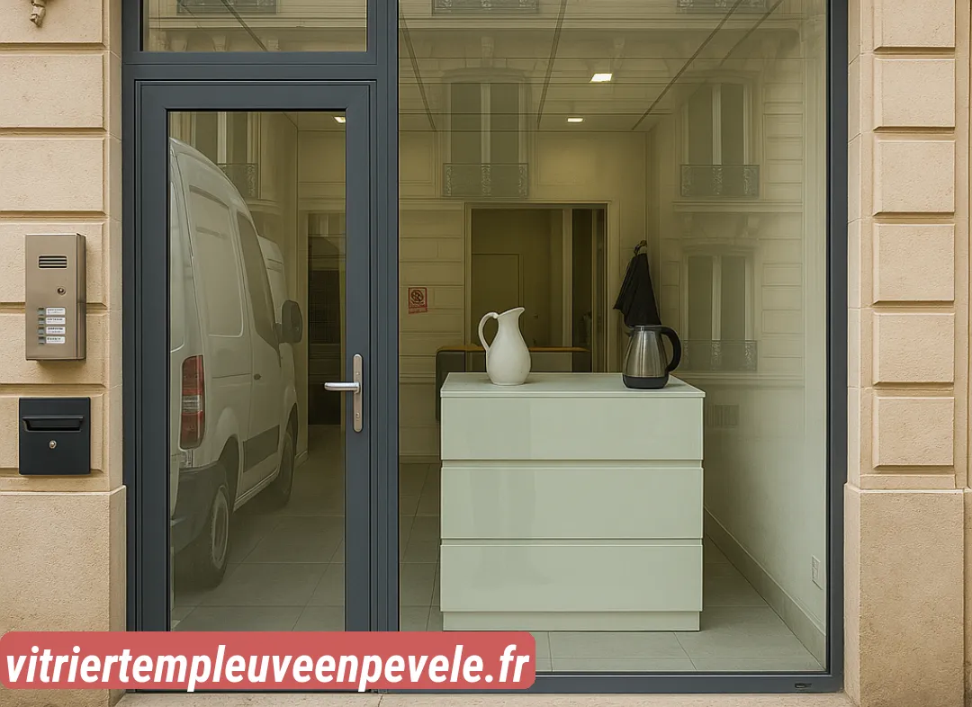 Façade vitrine de magasin en aluminium sur mesure à Templeuve-en-Pévèle